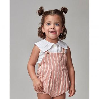 Blusa sin mangas con cuello grande blanco para niña bebé