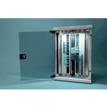 Digitus DN-19 07-U66 - Armario mural combinado de 10/19, 7 unidades, con puerta de cristal, color gris (RAL 7035)