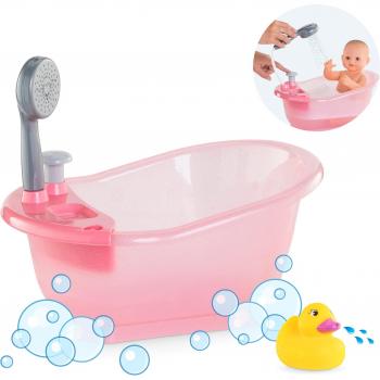 Bañera para bebés Corolle - Bañera para muñeco rosa, adecuada para muñecos de la marca Corolle, diseño atractivo y colorido, fabricada en plástico resistente, fácil de limpiar y transportar, ideal para el juego imaginativo