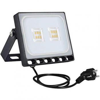 Proyector Led exterior 10w, Sararoom 800LM Super Brillante Focos Led Exterior con enchufe 3000K Blanco Cálido Reflector LED Floodligt IP65 Impermeable Luz de Seguridad para Garaje Patio Terraza Jardín