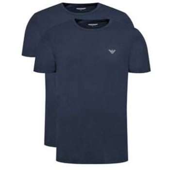 Emporio Armani Men's Knit 2-Pack Crew Neck Loungewear T-Shirts, Model: 111267-4F720, Colors: Marine/Navy, Size: L, Type: T-Shirt, Gender: Male
