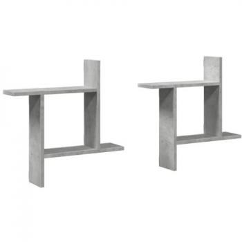 Estantes de Pared Flotantes 2 uds Madera Ingeniería Gris Hormigón 50x12x50 cm
