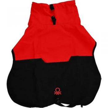 Chubasquero Impermeable para Perros Benetton - Rojo y Negro, Ajustable, Tallas Variadas (Pequeños, Medianos y Grandes)
