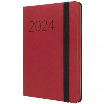 Finocam Agenda 2024 Flexi Lisa Semana Vista Horizontal F4 Rojo 118x168mm Multilingüe