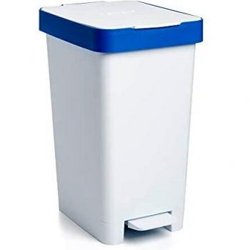 Tatay Cubo de Pedal Smart, 25L de Capacidad, Pedal Retráctil, Polipropileno, Libre de BPA, Bolsa Basura 30L. Color Azul Reciclaje. Medidas 26 x 36 x 47cm
