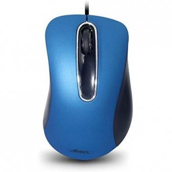 Ratón Óptico Alámbrico 3D Ambidextro USB Tipo A 1000 DPI Azul