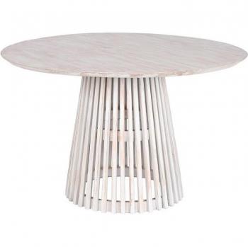 Mesa redonda de comedor en madera de mindi para hogar con diseño moderno