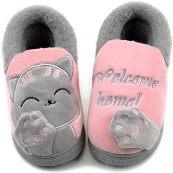 Vunavueya Zapatillas de Estar por Casa Niña Niño Zapatos Pantuflas Invierno Bebé Interior Caliente Peluche Forradas Slippers Rosa