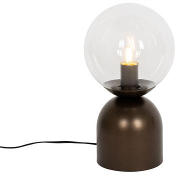 Lámpara de mesa hotel chic bronce oscuro con cristal transparente y diseño esférico - Pallon Trend