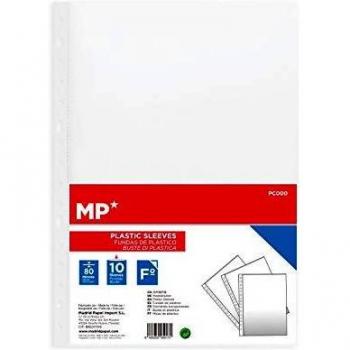 MP - Fundas Multitaladro para Folios, 80 Micras, Tamaño Fº - 10 Unidades - 230 x 315 mm