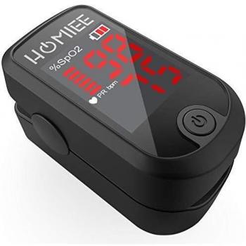 HOMIEE Oxímetro de Pulso, Pulsioxímetro de Dedo Profesional, Medidor de Oxígeno en Sangre SpO2 y Monitor de Frecuencia Cardíaca para Uso Deportivo, Adultos y Niños