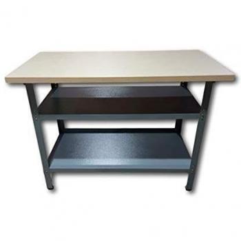 METALLMOBELL. MB008G MESA DE TRABAJO 120X60X84Cm, CON 2 ESTANTES Y PATAS REGULABLES EN ALTURA Y TABLERO DE 3Cm DE ESPESOR