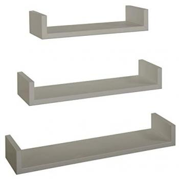 Conjunto de 3 estantes de pared modernos Calamita color gris pardo