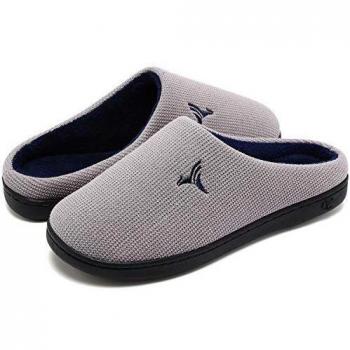 vifuur Hombres Casa Zapatillas High Density Memory Foam Caliente de Lana Indoor Outdoor como Peluche Forro Suela de Goma Anti Skid Slip On Guantes, Color, Talla 40/41 EU