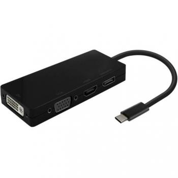Aisens A109-0679 Conversor USB-C a DP/DVI/HDMI/VGA, USB-C/M-DP/H-DVI/H-HDMI/H-VGA, 15cm, Negro