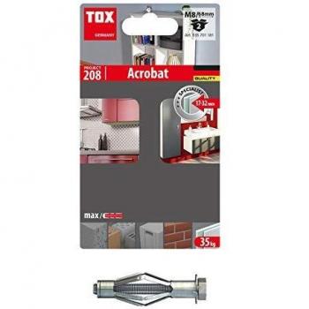 TOX Acrobat M8x68 mm - Juego de 2 Tacos Metálicos Huecos con Tornillo MHD-S, Referencia: 035701181