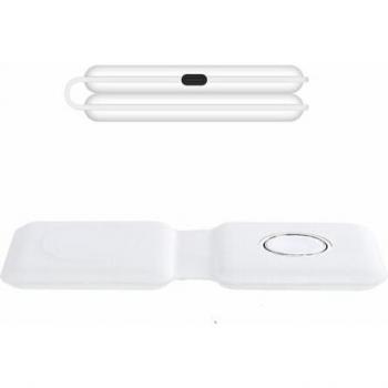 Estación de carga magnética dual 2 en 1 para iPhone y Apple Watch con soporte plegable de carga rápida inalámbrica MAGSAFE