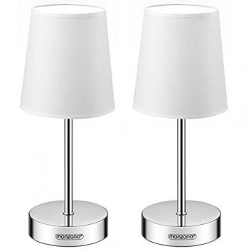 Set de 2 Lámparas de Mesa Lumière Blanca con Pantalla de Tela, Altura 32cm, E14, 15W