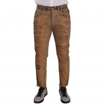 Dolce & Gabbana Brown Distressed Cotton Regular Denim Jeans - IT48 | M