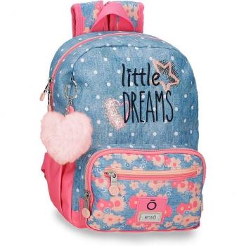 Enso Mochila Little Dreams Rosa 28 cm con Bolsillos Laterales y Fabricación en Poliéster