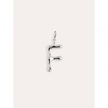 Charm Letter XL inicial F - Bañado en rodio