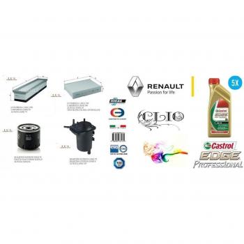 161/1 Kit Filtros Tagliando Renault Clio II 1.5 dCi 48 kW + 5 L Castrol 5 W30