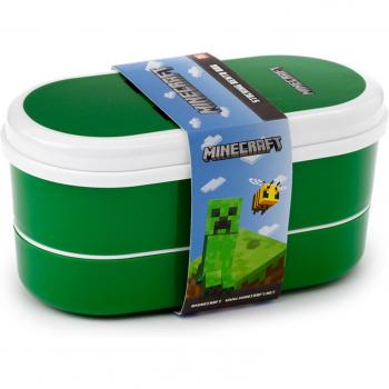 Caja Bento Minecraft Creeper con cubiertos (tenedor y cuchara)