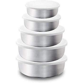 SOGO 17315 Bol ensaladera de cocina en acero inoxidable grado alimenticio con tapas, juego apilable de