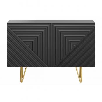Aparador OZEN negro y metal dorado 2 puertas 107 cm