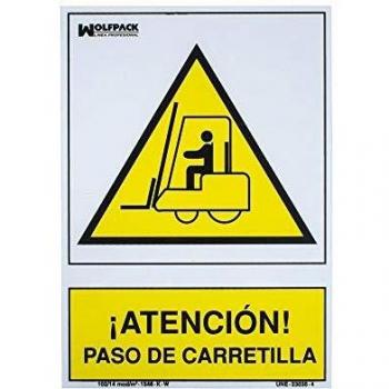 Cartel Atencion Paso Carretilla 30x21 cm.