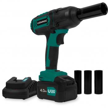 Llave de impacto sin cable 20V - 4 ajustes: 100/200/300/400Nm - Incl. 4 vasos - Incl. batería de 4.0Ah y cargador
