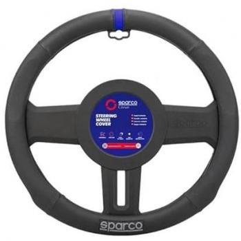 Cubrevolante Sparco SPS136BL - Funda cubierta para el volante, material de alta calidad, diseño ergonómico, fácil instalación, compatible con la mayoría de volantes de automóviles