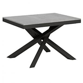 Mesa extensible Volantis Evolution 90x120/380 cm con estructura antracita y acabado cemento