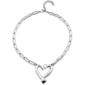 UNO de 50 - Loved Silver Link and Heart Pendant Necklace