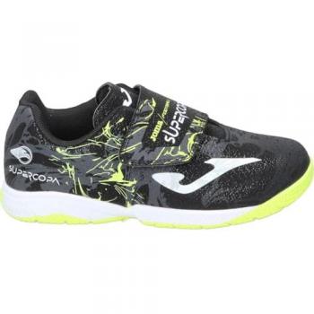 JOMA SUPER COPA IN NEGRO/AMARILLO FLUOR ZAPATILLA PARA NIÑO - Botas de fútbol sala, color negro con detalles en amarillo flúor, modelo JR 2401 IN SCJW2401
