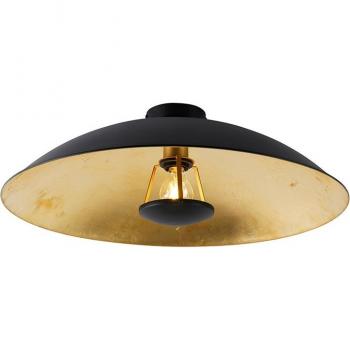 Lámpara de techo vintage redonda negra y oro 60cm - EMILIENNE Novo, acero, adecuada para LED, máximo 1 x 60 Watt