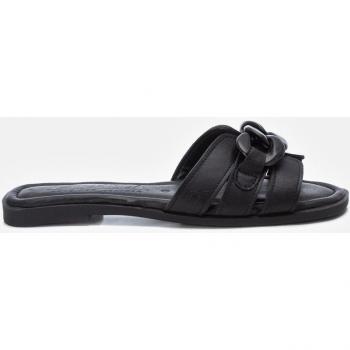 Sandalias de Mujer CARMELA 160543 NEGRO con Suela de Goma y Detalles en Piel