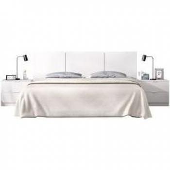 Conjunto De Dormitorio Havana Cabecero + 2 Mesitas Blanco 96X257x34,2 Cm