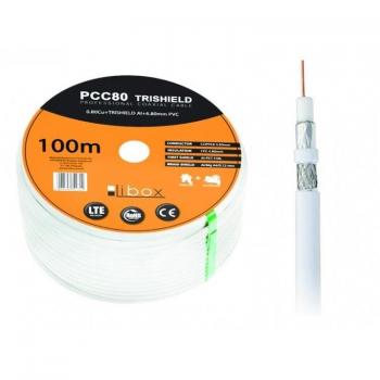Libox PCC80 Cable Coaxial RG-6/U Trishield 100 metros Blanco
