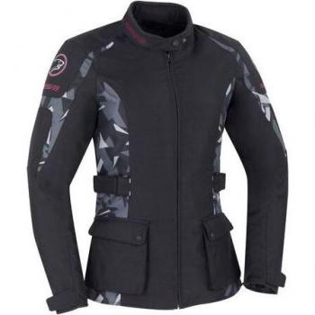 Bering Chaqueta de Moto April Mujer Negro-Camuflaje, Chaqueta textil para motocicleta, color negro multicolor, tallas disponibles: 2XS, 1, 34, 36