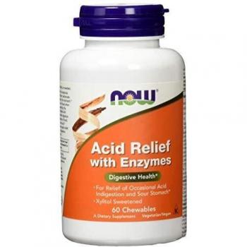 NOW Foods Acid Relief with Enzymes - 60 Chewable Tablets