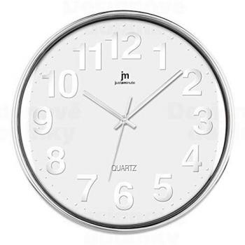 Reloj de pared Lowell Justaminute 00816B Blanco, diseño moderno y elegante, diámetro 35 cm, material ABS cromado