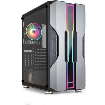 TooQ TQGCC103-B NIGHTCITY Caja Semitorre Gaming EATX/ATX/Micro-ATX/Mini-ITX, Cristal Templado, Panel Frontal con LED ARGB, Color