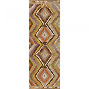 Alfombra de Vinilo Étnica Multicolor con Diseño de Rombos para Pasillo, Cocina y Salón - Diferentes Tamaños (Kilim 3000 01)