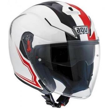 AGV K-5 Casco JET E2205 Top, color Blanco/Rojo, talla 5