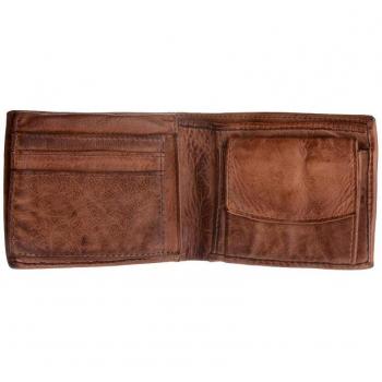 Cartera hombre en piel vivida con monedero de DUDU Onyx Brown