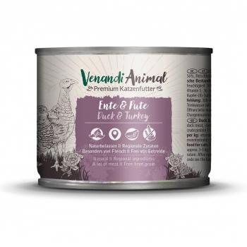 Venandi Animal Adult Cat 6 x 200 g - Pato y pavo