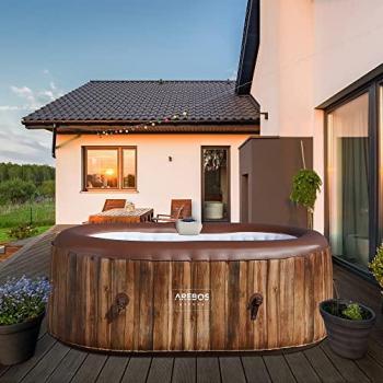 Spa Hinchable Arebos 190x120 cm Ovalado 2 Personas 90 Jets de Masaje 2400W Interior y Exterior