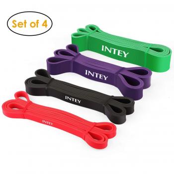 INTEY Bandas de Resistencia de Goma Fitness Cinta de Resistencia Elásticas en 4 Puntos Fuertes para Musculación, Yoga, Crossfit, Entrenamiento de Fuerza, Pilates, Fisioterapia Material de Látex