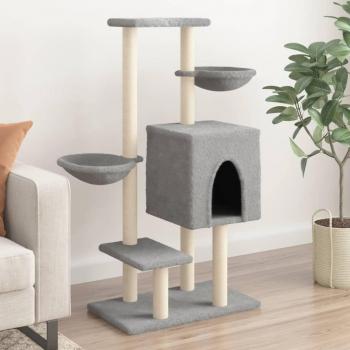 Rascador para gatos con arañazos en sisal gris claro 117 cm